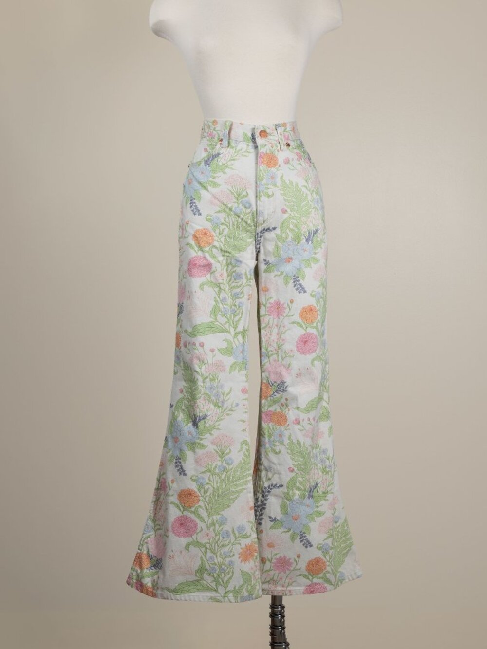 Free People x Wrangler Wanderer High Rise Flare 70s Style Floral Jeans 622 27x29